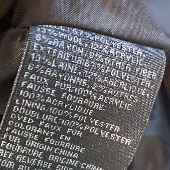 Steve Madden Coat Womens Large Tapestry Mid Length Black Wool Blend‎ - Picture 9 of 11